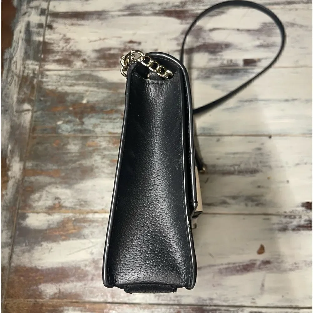 Kate Spade Kirk Park Saffiano Veronique Alek Crossbody Bow Black Beige Bow
